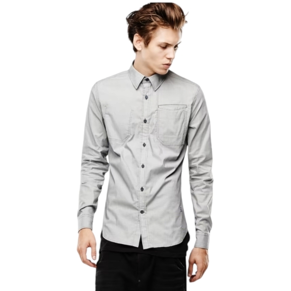 G-Star Raw Correct Men's Admiral Shirt Long Sleeve Blue Diamond Pattern Medium - Picture 8 of 10